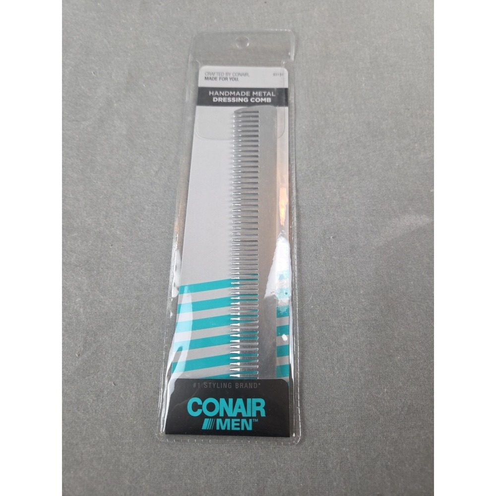Conair Men Handmade Metal Dressing Comb Aluminum Dual Tooth New Sealed